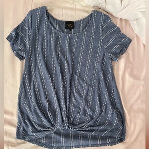 Blue and White Striped tie front top